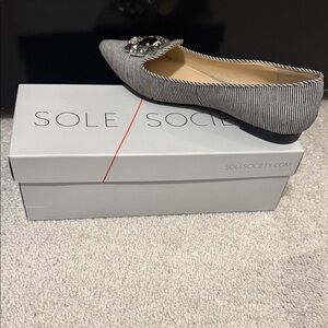 Sole Society Striped Flats with Embellishment